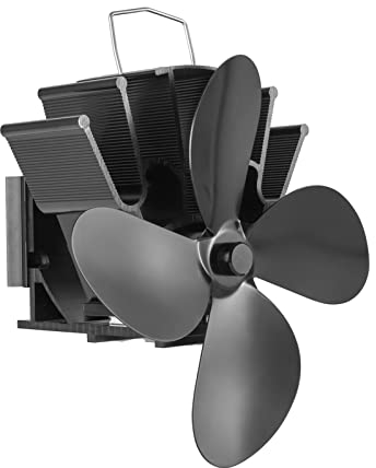 HPTHLY Ventilador de Estufa de leña con 4 aspas, Colgante para leña/Quemador de leña/Chimenea con termómetro, distribución de Calor