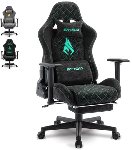 Symino Gaming Chair with Footrest, Ergonomic Computer Chair, Racing Design PC Chair, Vintage PU Leather Video Game Chair Office, Height Adjustable Rotating Dask Chairs