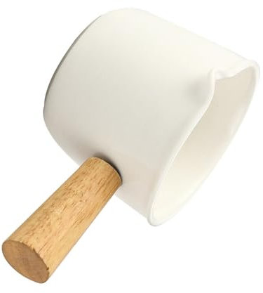 WATIIFUFU Espresso Syrup Pitcher Keramik Mit Holzgriff Praktischer Milchkrug Für Latte Art Und Cappuccino Für Küche Und