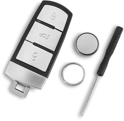 For VW CC Passat Passat B6 B7 Magotan Volkswagen Key Shell 3 Buttons Car Key Fob Case with Battery CR2032 and Screwdriver Key Ring