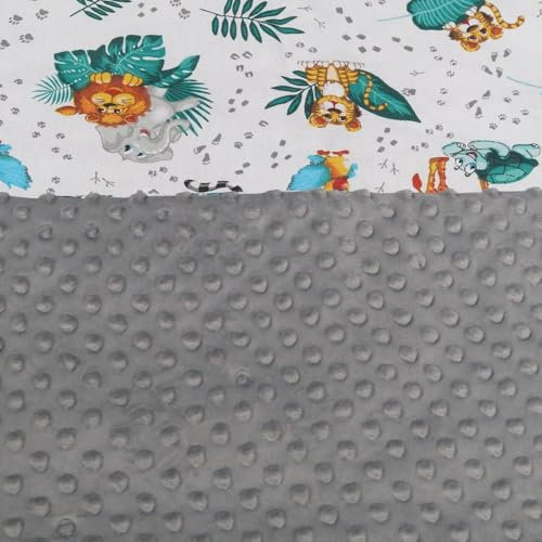 Generisch ★ Babydecke mit Namen und Datum Bestickt ★ Baumwolle ★75x100 cm ★ Füllung ★personalisiert (Grau - Madagaskar)