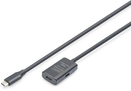 DIGITUS Active USB extension cable - USB-C socket to USB-C plug - 5 m - USB 3.2 Gen1-5 Gbit/s - Plug & Play - with signal amplifier - black