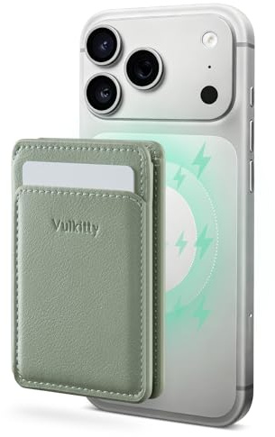 Vulkitty Magnetic Wallet RFID Blocking Leather 3-Card Holder with Visible ID Window for iPhone 17/16/15/14/13/12 Series