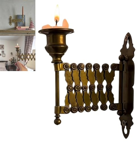 Ausziehbarer Kerzenhalter, Vintage-Kerzenhalter, Wandkerzenhalter, antikes Messing, Kerzenständer, Antik-Akkordeon-Wandleuchter, für Wohnzimmerdekoration