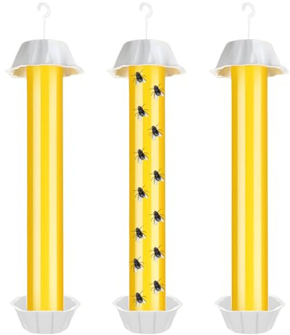 yotutun 3 Pièces Piège à Mouches des Fruits, Anti Moucherons Intérieur Attrape Mouches Cuisine avec Crochet de Suspension Suspendus Bâton Piege a Moucherons pour Intérieur et Extérieur (Jaune)