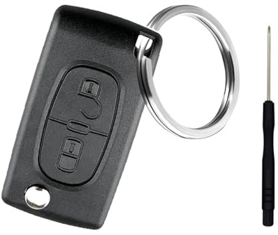 CE0523 Coque Clé pour Citroen/Peugeot, Peugeot 207 Boitier Clé, 208 Clef | pour Citroen C2 C3 C4 Grand Picasso Peugeot 207 208 307 308 3008 5008 Expert Télécommande - avec Tournevis et Porte-clé