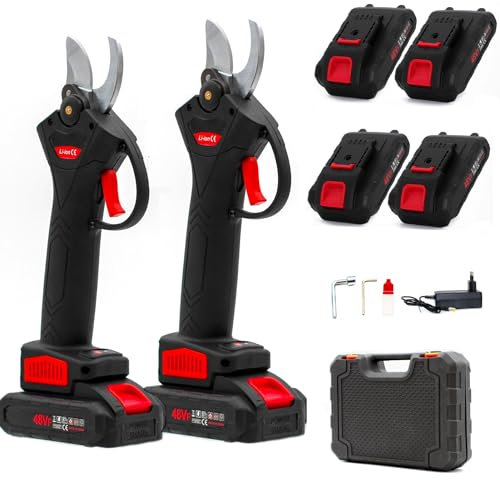 081 Store - 2 PAIA DI Forbici Potatura con 2 Batterie da 48V, 2 ANNI DI GARANZIA, Comoda Valigetta, Cesoie Elettriche portatile, ASSISTENZA BATTERIA IMMEDIATA