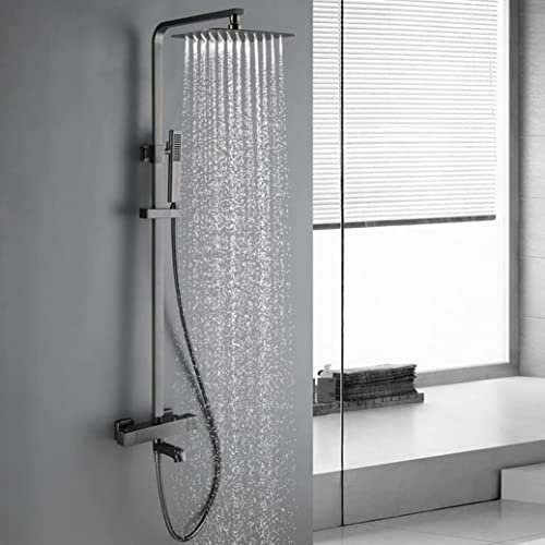Faucet Ducha termostática, Gris de Ducha Termostático Termostático Tapas de Ducha de Lujo Juego de latón Batinero Baño Baño Baño de Ducha de Lluvia Baño con Lluvia con Cabezal de Ducha y espectáculo