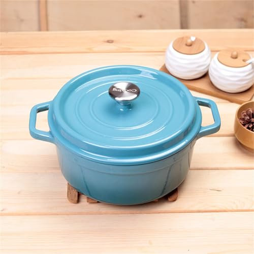 casserole, Oven Enamel Cast Iron Pot, Mini Lightweight Casserole Dish with Lid, Non-Stick Round Household Stew Durable Pot Cook(Blue,26cm)