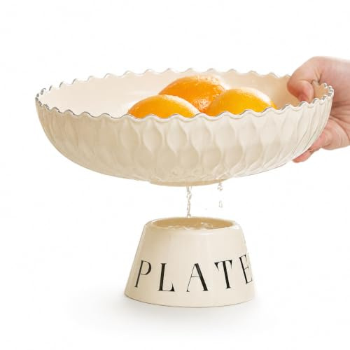 Alipis Fruit Plate Detachable Base Drain Tray for Fruits Multi-Purpose Food Serving Tray Cream Style Fruit Platter for Home Kitchen Counter Dining Table Restaurant