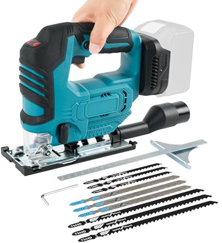 Seghetto alternativo senza fili compatibile con batteria Makita 18 V, utensile da taglio senza spazzole da 500 W, 3300 giri/min, tagli smussati a 45° con lame seghetto alternativo per taglio dritto