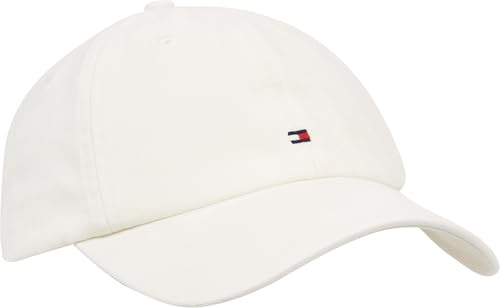 Tommy Hilfiger Herren Cotton 85 Logo Adjustable Baseball Cap Baseballkappe, Antikes Weiß, Einheitsgröße