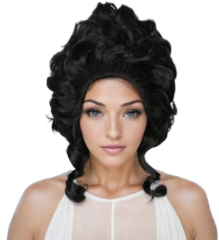 Linfairy lockige Halloween Cosplay Perücke aus dem 18 Jahrhundert für Erwachsene und Frauen Im Viktorianischen Stil (Schwarz)