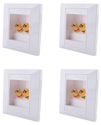 Blmirror 4X Wall Socket Connection Port with 2 Jack Speaker White