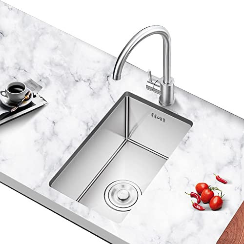 HUIBBGO Fregadero de Acero Inoxidable de un Solo Seno, Fregadero de Cocina Rectangular, Fregadero de encimera, Fregadero con Almohadillas insonorizantes de Alta Densidad, escurridor