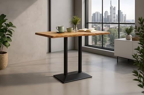 SAM Bistrotisch Ian, 120x60 cm, Akazie Natur Baumkante, Gestell Schwarz