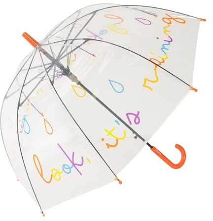 Fisura - Paraguas infantil transparente con diseños originales y opción DIY para colorear. Modelo tipo cúpula con apertura automática. Regalo creativo para niños y niñas.