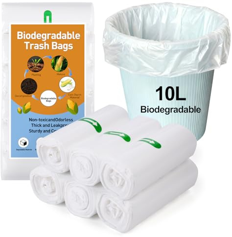 120 Counts Biodegradable Bin Bags, 10L Small Bin Bags, Food Waste Bags, Recycled Degradable Rubbish Garbage Bag(45 x 50cm)