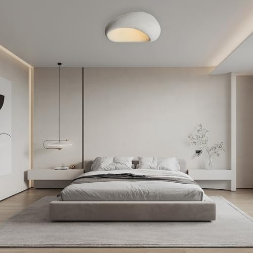 DOCJX Wabi-Sabi Deckenlampe Modern Handgefertigt LED Deckenleuchte Aus Hochdichtem Polystyrol Für Lampe Wohnzimmer, Lampe Schlafzimmer, Esszimmer, Küche, Flur - Kreative Innenbeleuchtung(Weiß,60CM)