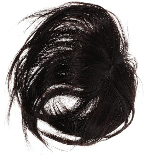 Artibetter Echthaar Haarteil für Damen Oberkopf Glattes Haarteil mit Unsichtbarem Clip 15cm Tiefbraun Dünnes Haar Abdeckung Sicherer Halt Angenehm zu Tragen