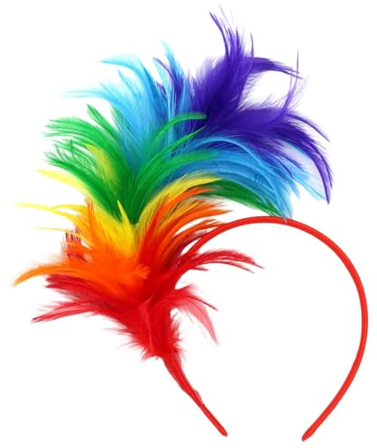 BOGCLEE Regenbogen Haarreif, Karneval Feder Kopfschmuck, Buntes Stirnband, Papagei Haarband, Feder-Haarbänder, Regenbogen Stirnband für Fasching Cosplay Hochzeit Party
