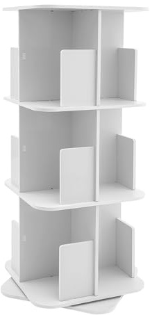 jiongcln Drehbares Bücherregal mit 3 Ebenen 360 ° Drehbar,Quadrat Drehbares Kinderregal Standregal,Feuchtigkeitsbeständig Bücherregal-Organizer für Wohnzimmer Schlafzimmer Büro Kinderzimmer weiß PVC