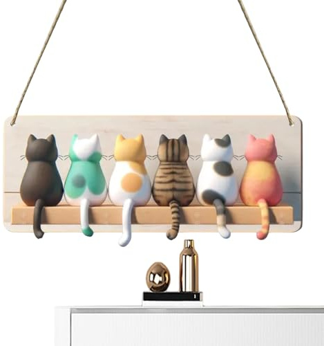 Generico Porte-clés mural - À thème animaux, crochets pour clés murales, porte-clés, crochets décoratifs pour clés | Crochet chat pour salon, maison, garde-manger, salle de bains