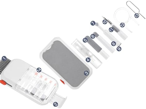 Wayfadacc Lot de 14 outils de nettoyage électroniques portables et faciles à utiliser avec chiffon en microfibre pour gadgets numériques transparents