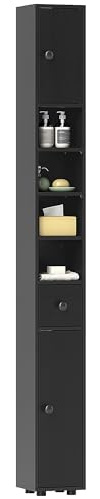 kleankin Meuble Colonne Salle de Bain Fine 20 x 20 x 180 cm Noir
