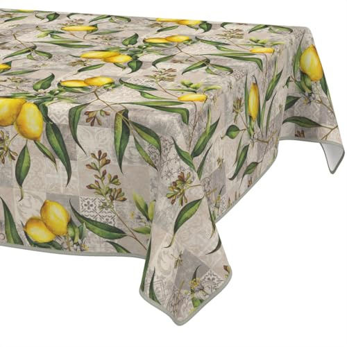 ANRO Tischdecke abwaschbar Zitrone mit Saum 240x140 cm Tischwäsche | mit Saum eingefasst – schmutz- & wasserabweisend, pflegeleicht – waschbar bei 30 °C – ideal für Garten, Terrasse & Esszimmer