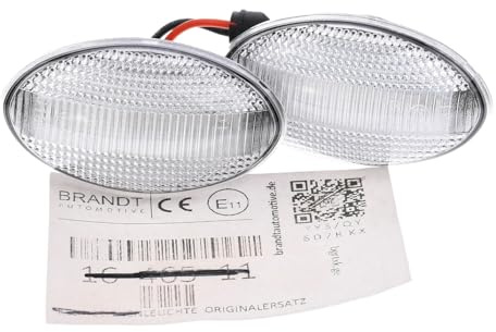 BRANDT Seitenblinker Set LED Kotflügel Blinker + Kabel Weiss passend für Mini Clubman R55 Hatch R56 Cabrio R57 Coupe R58 Roadster R59 Countryman R60 Blinkleuchten