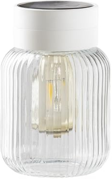 Dehner Solar-Glas Rania, warmweißes Licht, IP44, Glas/Metall/Kunststoff