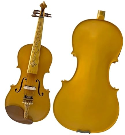 Violino Elettrico 4/4 A 5 Corde In Acero Giallo Fatto A Mano Con Un Suono Splendido E Chiaro E Forte Violino