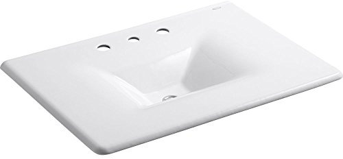 Kohler K-3049-8-0 Single Bowl One-Piece Vanity Top Bathroom Sink White