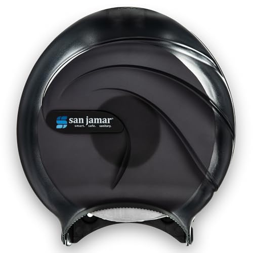 San Jamar Oceans Plastic Single Jumbo Bath Tissue Dispenser, 3.25 Core, Black Pearl, 1 Count (Pack of 1)
