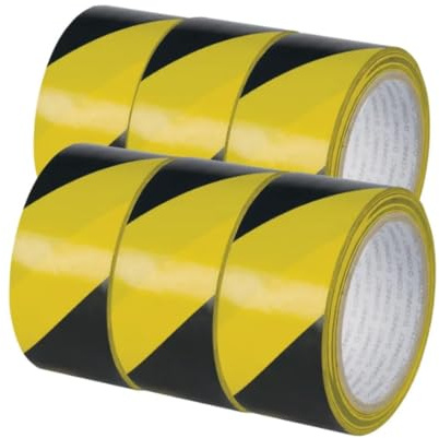 Q-Connect Yellow Black Hazard Tape (Pack of 6)
