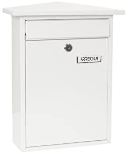 ARREGUI Home E5711 Buzón Exterior de Acero, Tamaño M (Correo DIN A4 y Revistas), Buzón de Correo Individual, Buzón de Pared de Fondo Estrecho, Antilluvia, Fácil de Instalar, Blanco
