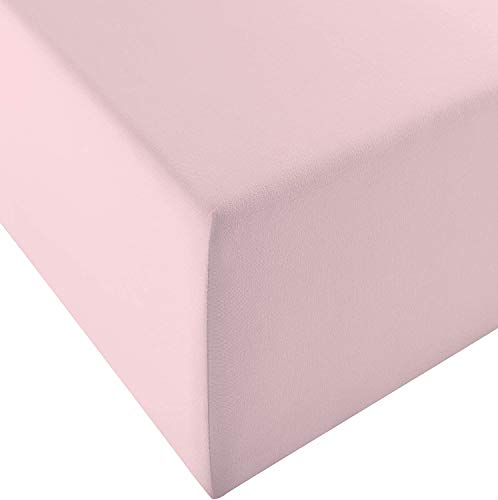fleuresse 1119 XXL Jersey Stretch Spannbetttuch (96% Baumwolle, 4% Elasthan), mit Rumdumgummizug, Ökotex 100, für Matratzen bis 40 cm Höhe, 180 x 200-200 x 220 cm, Rose