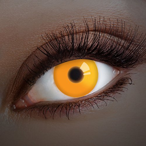 aricona Kontaktlinsen - Orange UV Kontaktlinsen ohne Stärke - Farbige Kontaktlinsen mit UV Spezialeffekt für Karneval, Fasching, Cosplay und Motto-Partys, 2 Stück