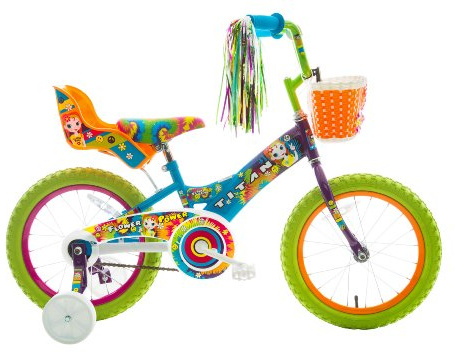 Titan Girl's BMX Bike Flower Power Princess for 5-7 Years Girls with Training Wheels 16 Inch Toddler Girl Bike Kids Bicycle with Utility Basket Doll Seat & Streamers - Multicolor