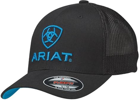 Ariat Men's Black Blue Half Mesh Hat, Black, L-XL