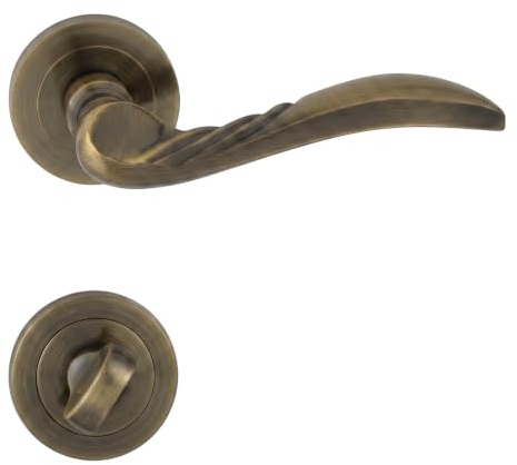 domino Türgriff Drückergarnitur WC -Badezimmer Set Rund-Rosette Türklinke für Bürotür, Kellertür & Innentür Türbeschläge aus Aluminium Bronze Türdrückergarnitur PETRA-R M3