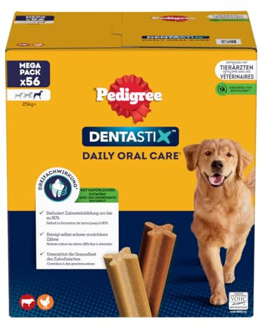 Pedigree DentaStix Hundesnack für große Hunde, 1 Packung je 56 Stück (1 x 2.16 kg)