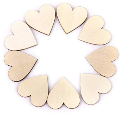 VORCOOL 50 Stück 40mm Deko-Herzen DIY Naturholzscheiben