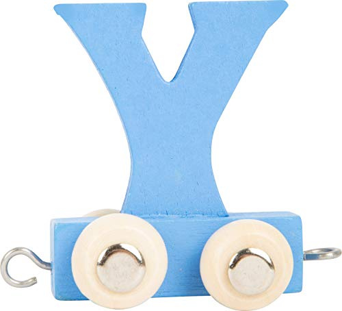 Buchstabenzug bunt | bunte Lok - farbige Waggons | Wunschname zusammenstellen | Holzeisenbahn | EbyReo® Namenszug aus Holz | personalisierbar | auch als Geschenk Set (Farbe Blau, Buchstabe Y)