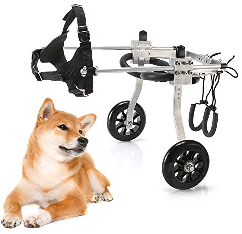 Haustier-Rollstuhl für Hinterbeine, großer Hunde-Rollstuhl für 31–41 cm behinderte Hinterbeine, Aluminium, verstellbarer Hunde-Rollstuhl für 9–20 kg große Hunde