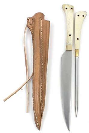 Vehi Mercatus Mittelalter-Besteck in Doppellederscheide (Knochen, Typ 4)