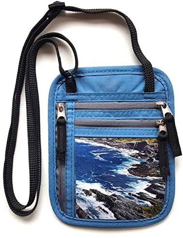 everest1953 Brustbeutel PUMORI RFID Blocker Reisepasshülle Tasche Brusttasche wasserabweisend blau