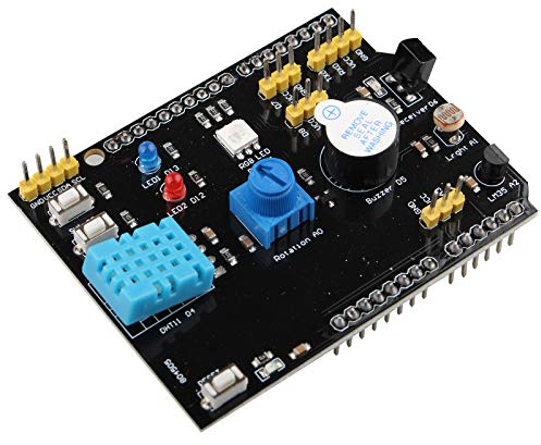 HALJIA Erweiterungsplatine Modul 9 in 1 Multifunktions-Erweiterungsplatine Feuchtigkeitssensor und LM35 Temperatursensor Summer kompatibel mit Arduino UNO R3