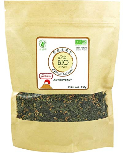 *** BIO *** Bio Genmaicha Grüntee 150g - Bio Sencha Grüntee mit gegrilltem Reis - Japanische Tradition - Wiederverschließbarer Kraftbeutel - AB-zertifiziert von Ecocert - GENMAICHA150G